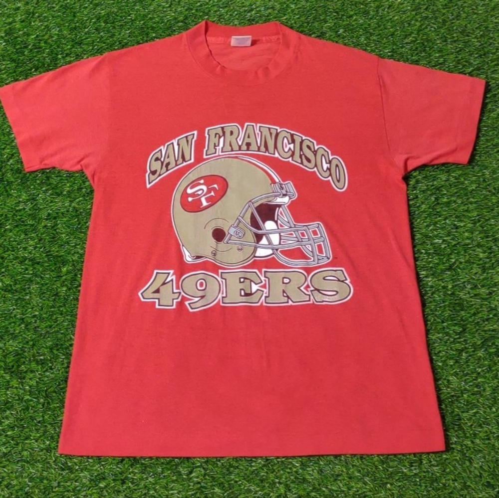 VINTAGE SAN FRANCISCO 49ERS T SHIRT SINGLE STITCH MADE IN USA TRENCH VTG NFL M